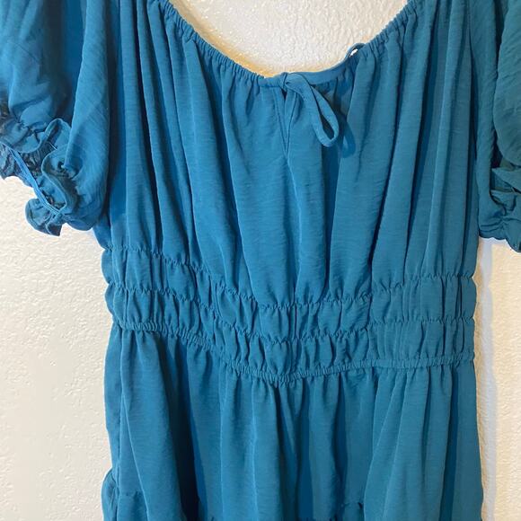 Liberty Love Teal Tiered Boho Midi Dress Plus Size 3XL - Picture 7 of 8